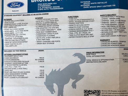 Used 2026 Ford Bronco Sport Badlands w/ Sasquatch Badlands Package AWD/4WD image 11