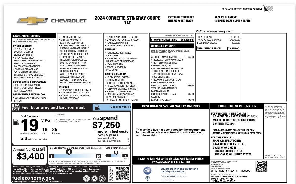 Used 2024 Chevrolet Corvette Stingray Coupe w/ Z51 Performance Package RWD image 22