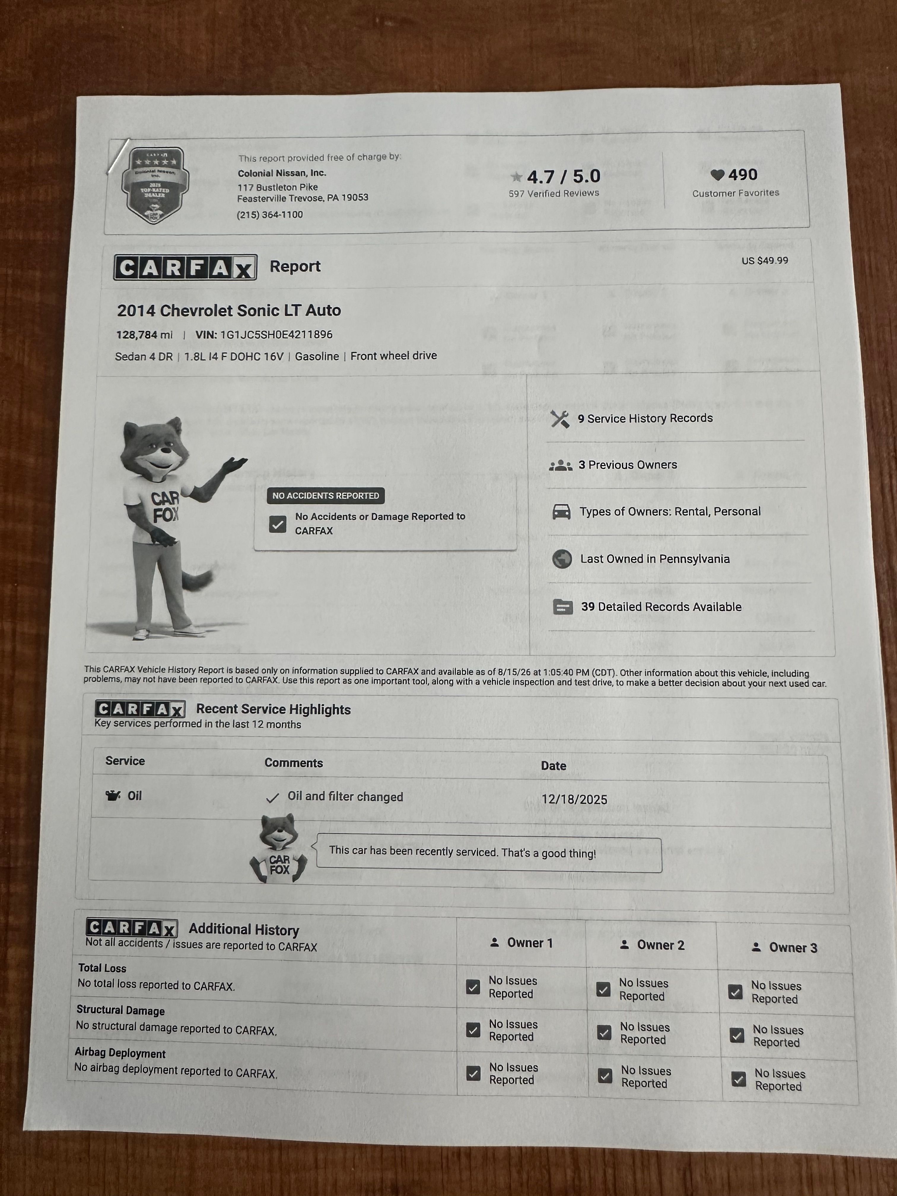 Used 2014 Chevrolet Sonic LT FWD image 9