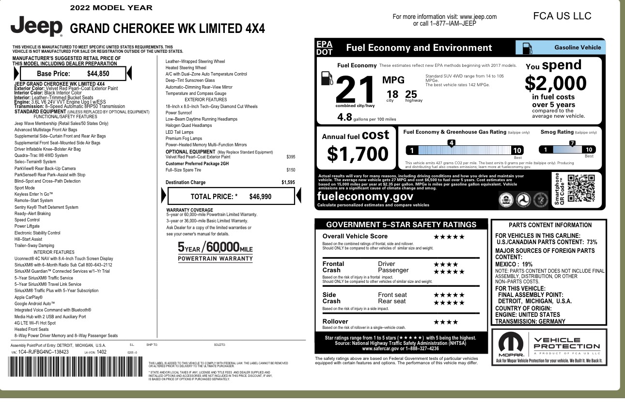 Used 2022 Jeep Grand Cherokee Limited AWD/4WD image 13