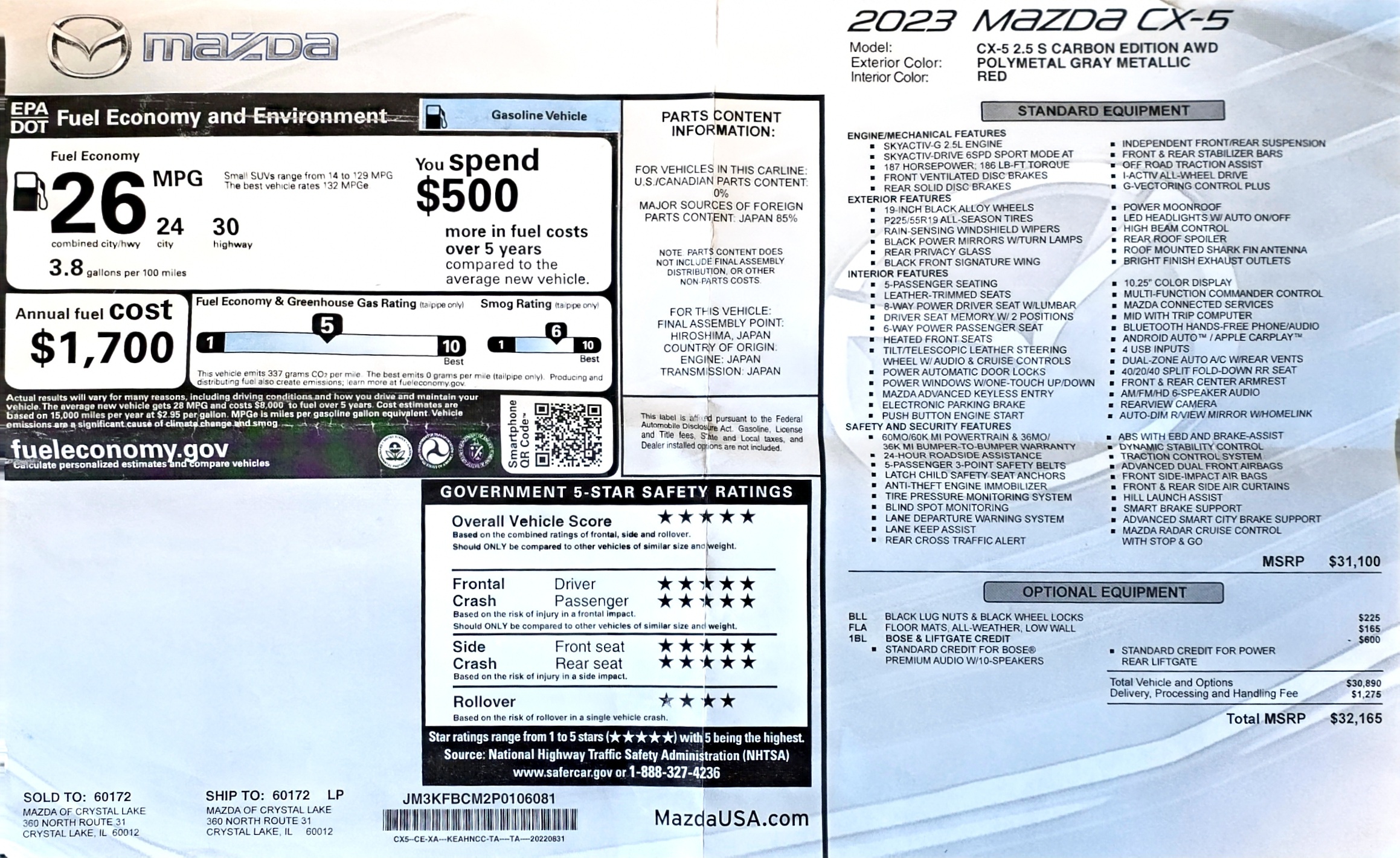 Used 2023 MAZDA CX-5 Carbon Edition AWD/4WD image 28