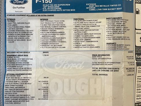Used 2016 Ford F150 Lariat w/ Equipment Group 502A Luxury RWD image 13