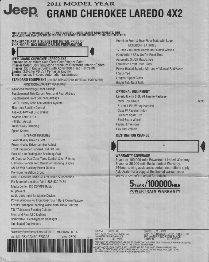 Used 2011 Jeep Grand Cherokee Laredo w/ Trailer Tow Group RWD image 17