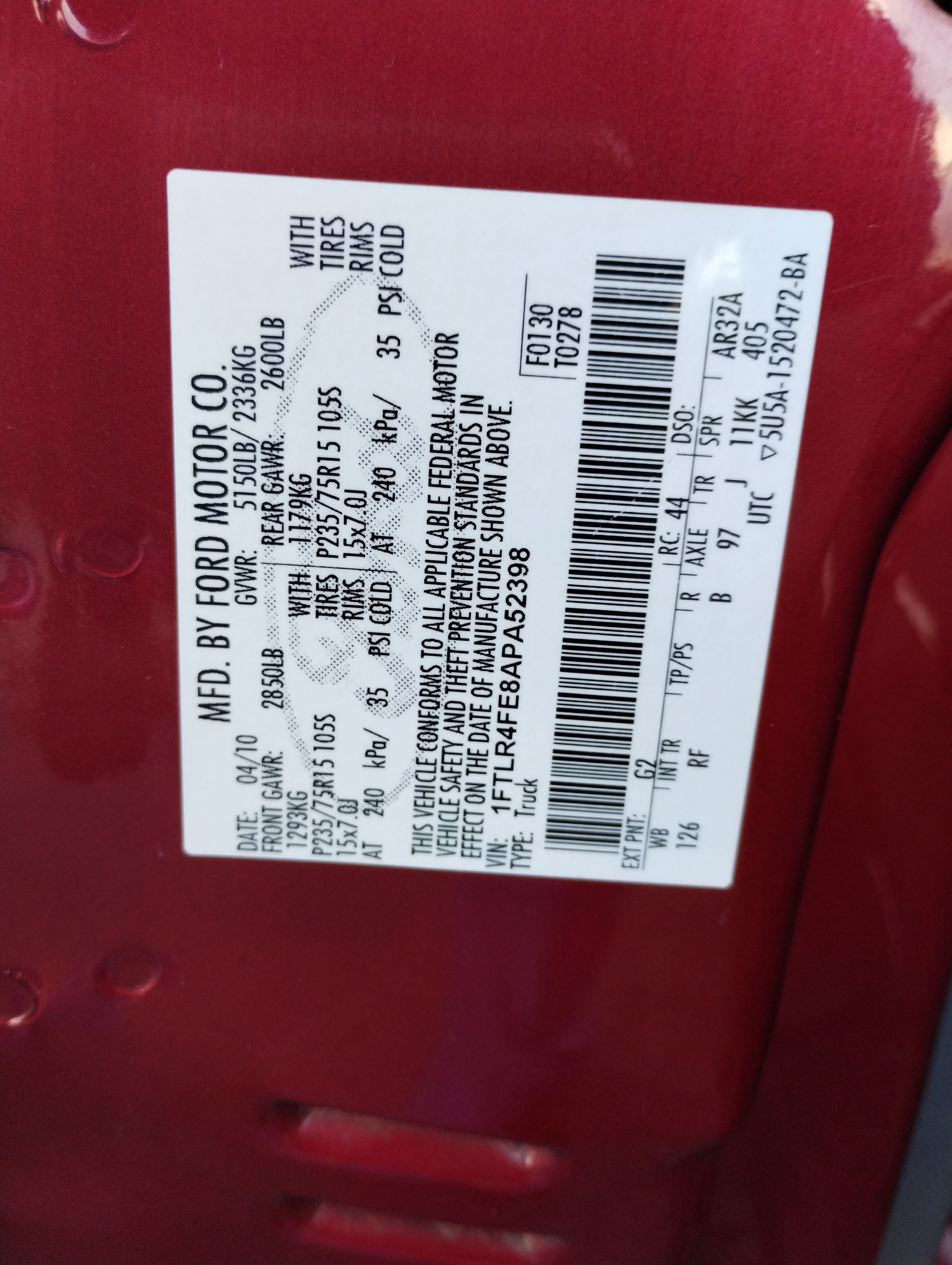 Used 2010 Ford Ranger XLT AWD/4WD image 5