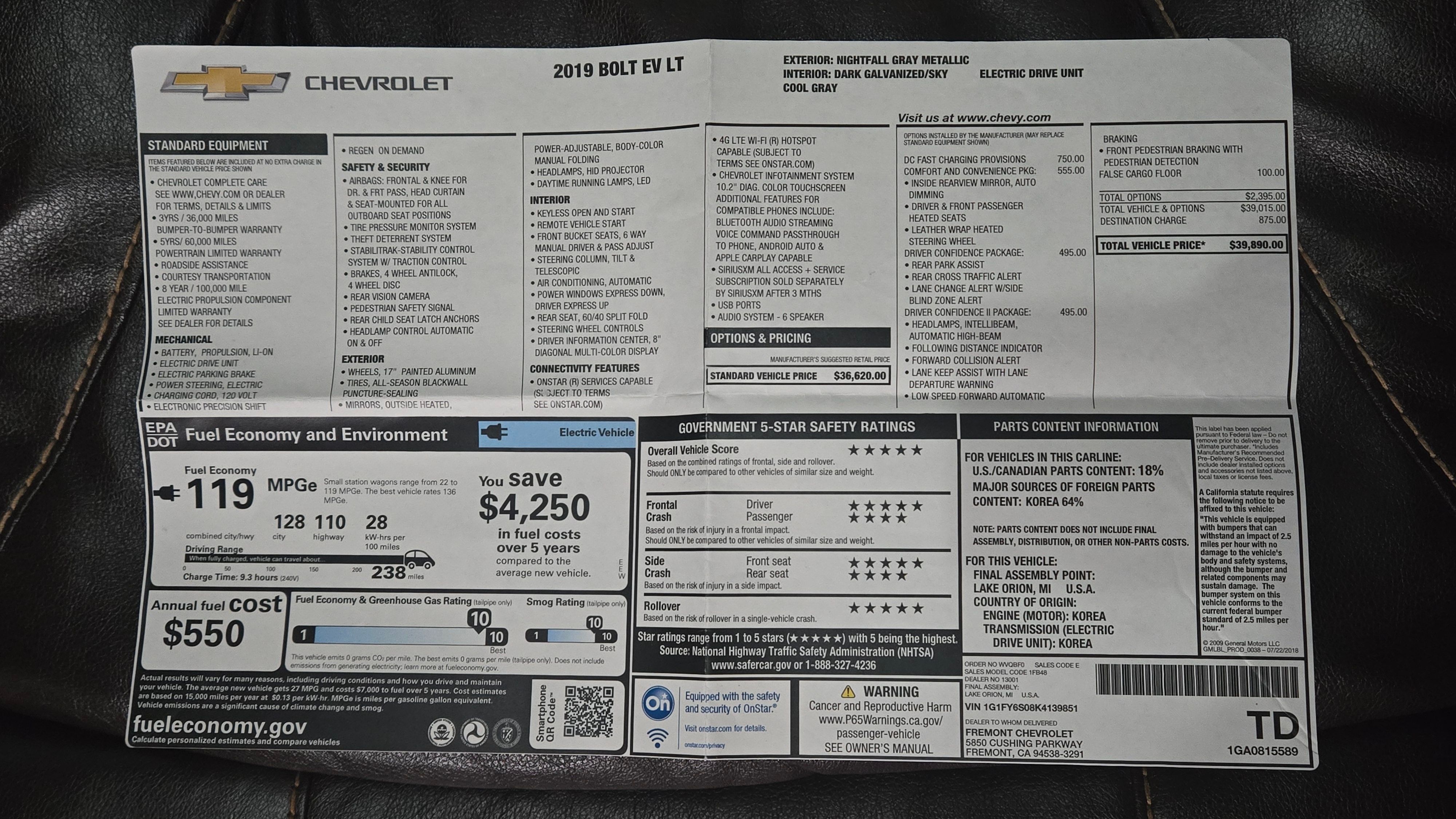 Used 2019 Chevrolet Bolt LT FWD image 17