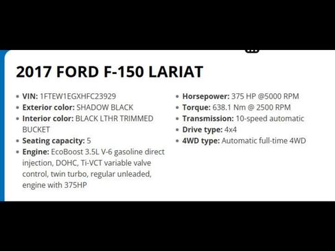 Used 2017 Ford F150 Lariat w/ Equipment Group 502A Luxury image 14