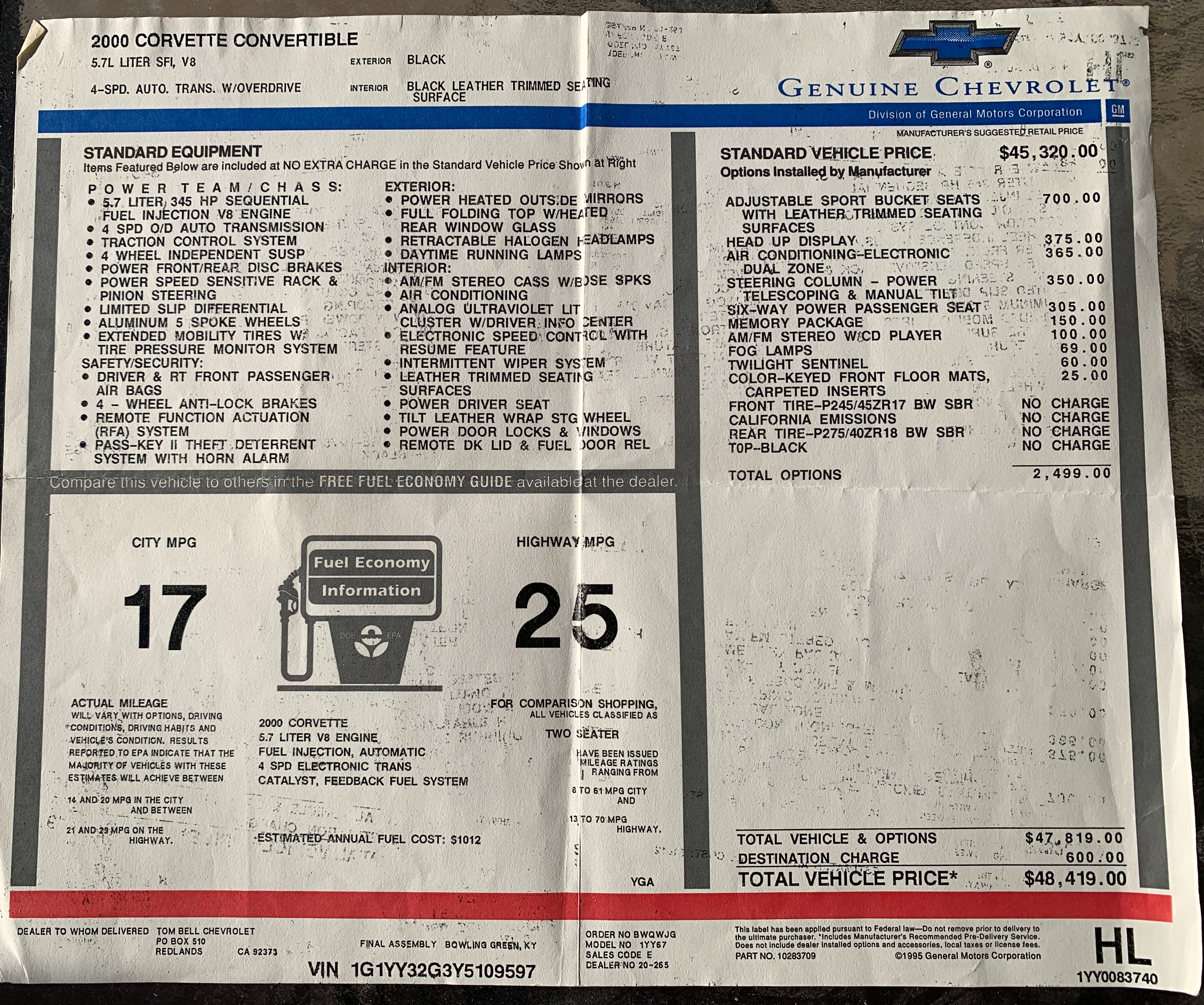 Used 2000 Chevrolet Corvette Convertible w/ Memory Pkg RWD image 29