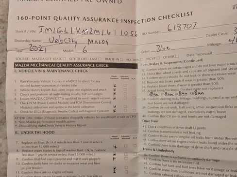 Used 2021 MAZDA MAZDA6 Touring image 2