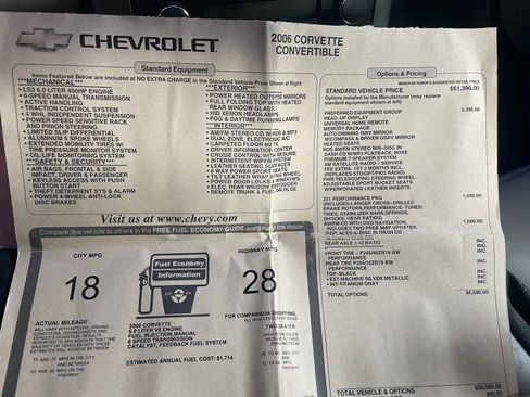 Used 2006 Chevrolet Corvette Convertible w/ Preferred Equipment Group RWD image 15