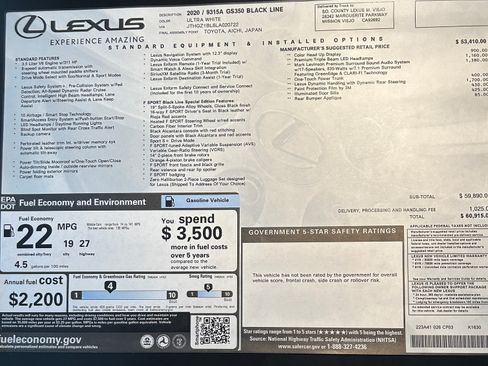 Used 2020 Lexus GS 350 F Sport image 13