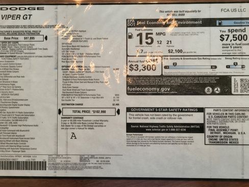 Used 2016 Dodge Viper w/ Quick Order Package 22J GT image 21