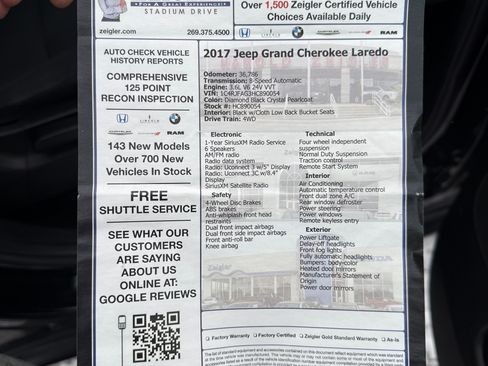 Used 2017 Jeep Grand Cherokee Laredo w/ Quick Order Package 23E image 17