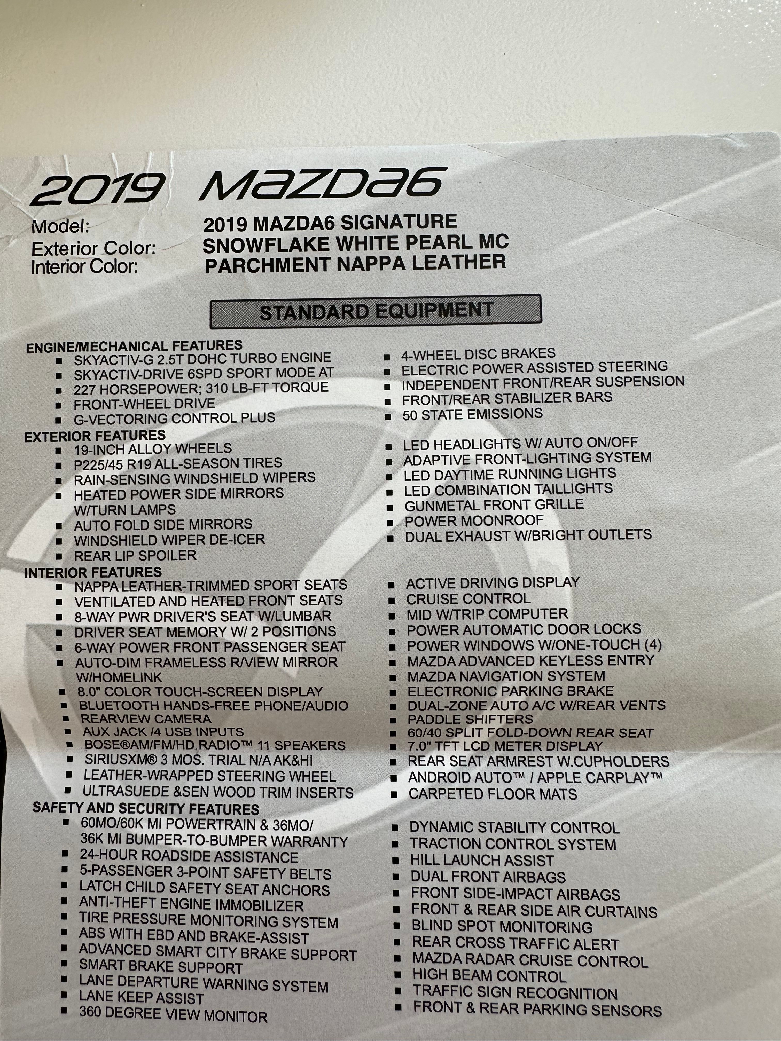 Used 2019 MAZDA MAZDA6 Signature FWD image 22