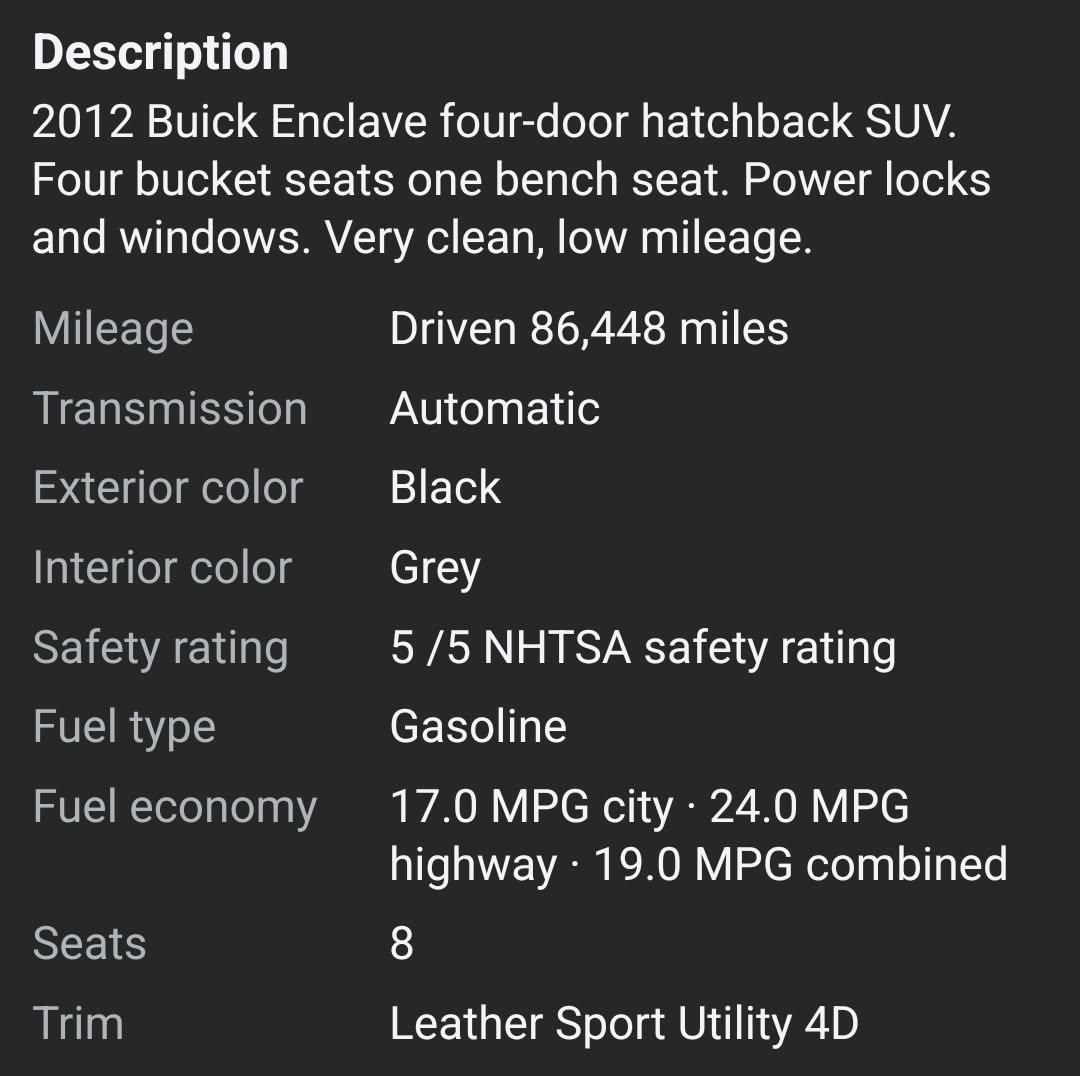 Used 2012 Buick Enclave Leather FWD image 20