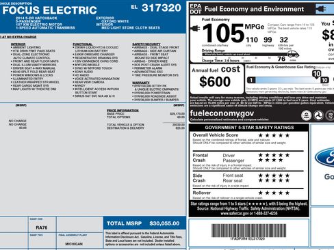 Used 2014 Ford Focus Electric Hatchback FWD image 12