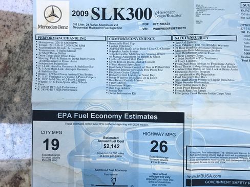 Used 2009 Mercedes-Benz SLK 300 SLK 300 Roadster 2D image 15