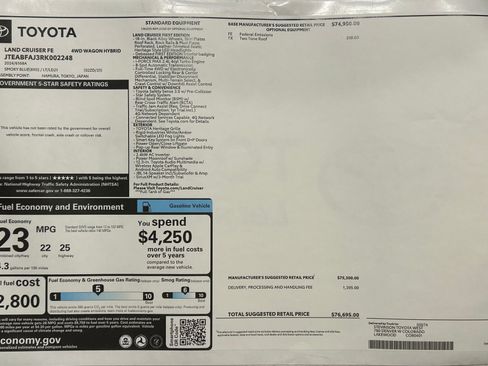 Used 2024 Toyota Land Cruiser First Edition Sport Utility 4D image 10