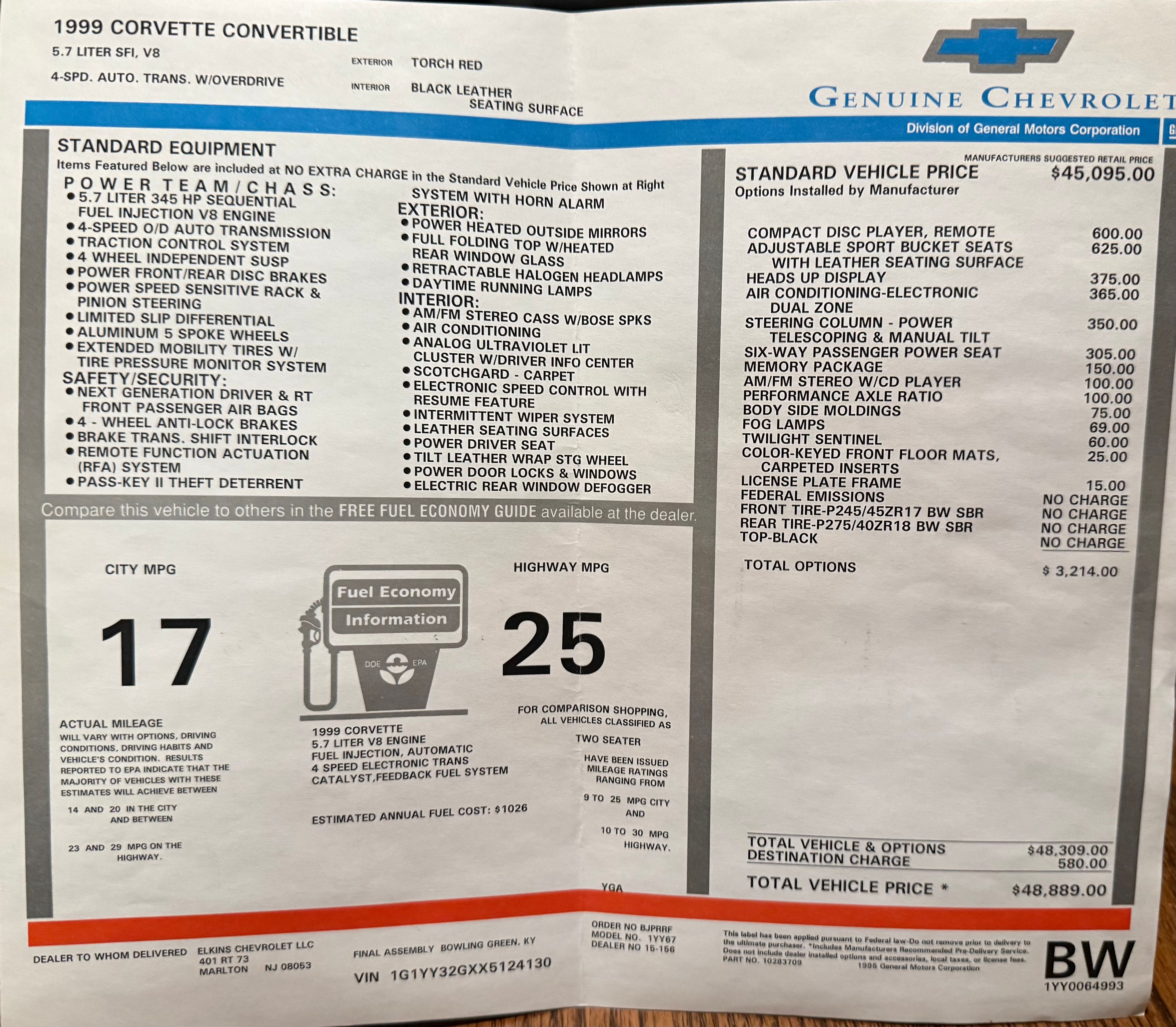 Used 1999 Chevrolet Corvette Convertible w/ Memory Pkg RWD image 25