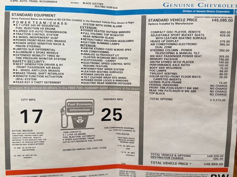 Used 1999 Chevrolet Corvette Convertible w/ Memory Pkg image 25