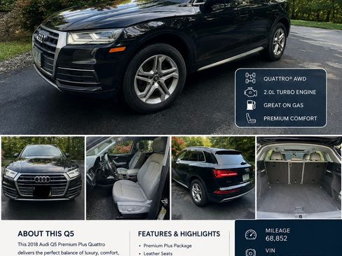Used 2018 Audi Q5 2.0T Premium Plus w/ Premium Plus Package AWD/4WD image 1