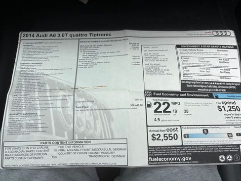 Used 2014 Audi A6 3.0T Premium Plus w/ 19" Sport Package AWD/4WD image 16