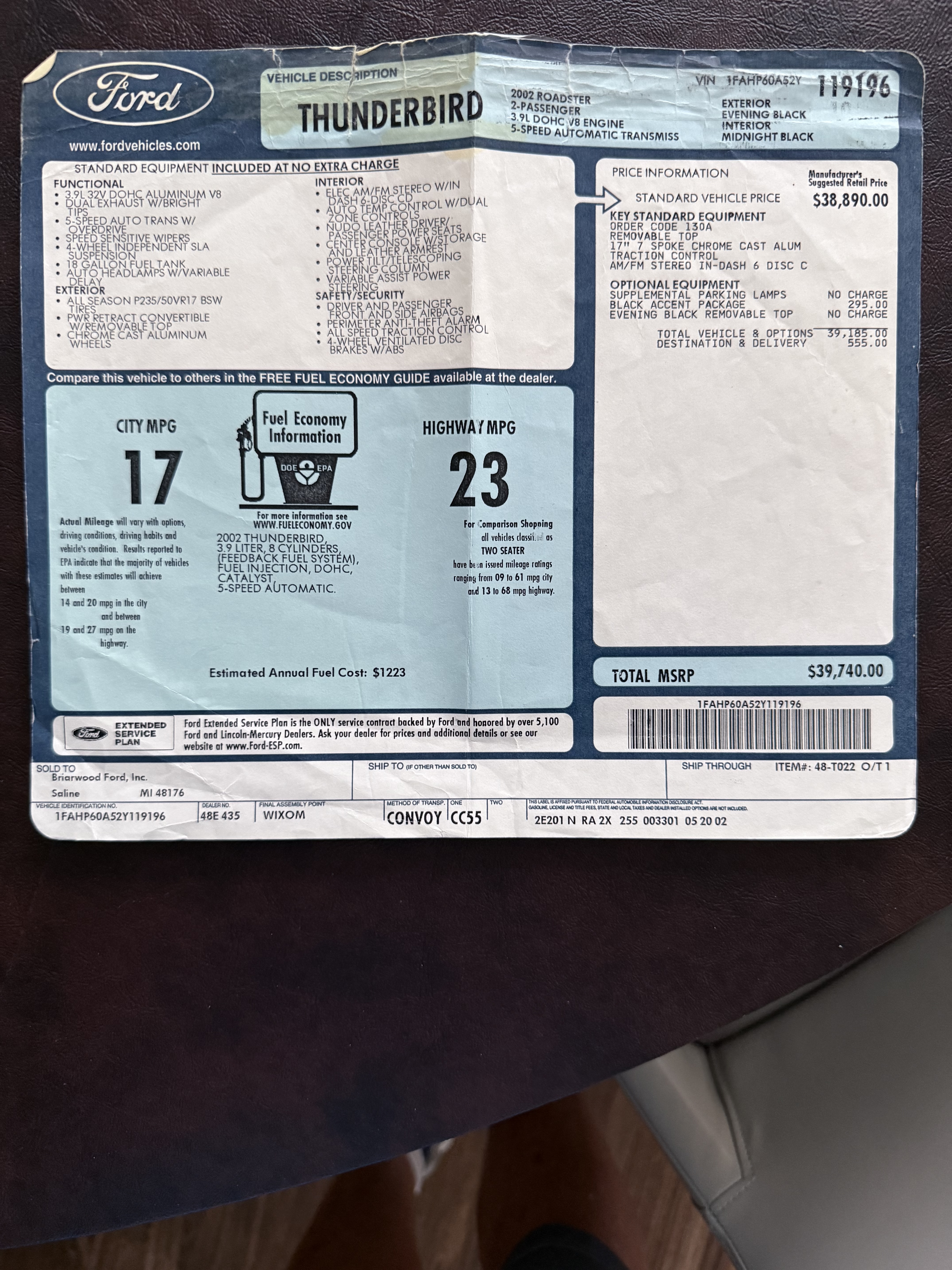Used 2002 Ford Thunderbird RWD image 23