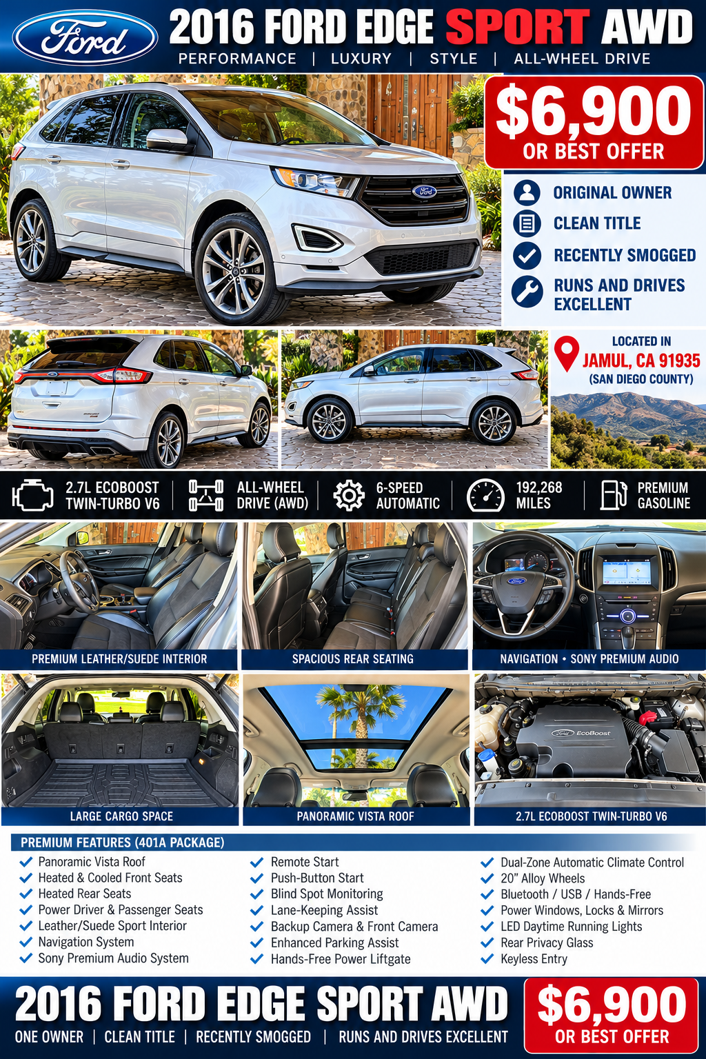 Used 2016 Ford Edge Sport AWD/4WD image 1
