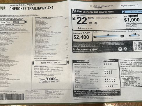 Used 2015 Jeep Cherokee Trailhawk w/ Comfort/Convenience Group AWD/4WD image 31