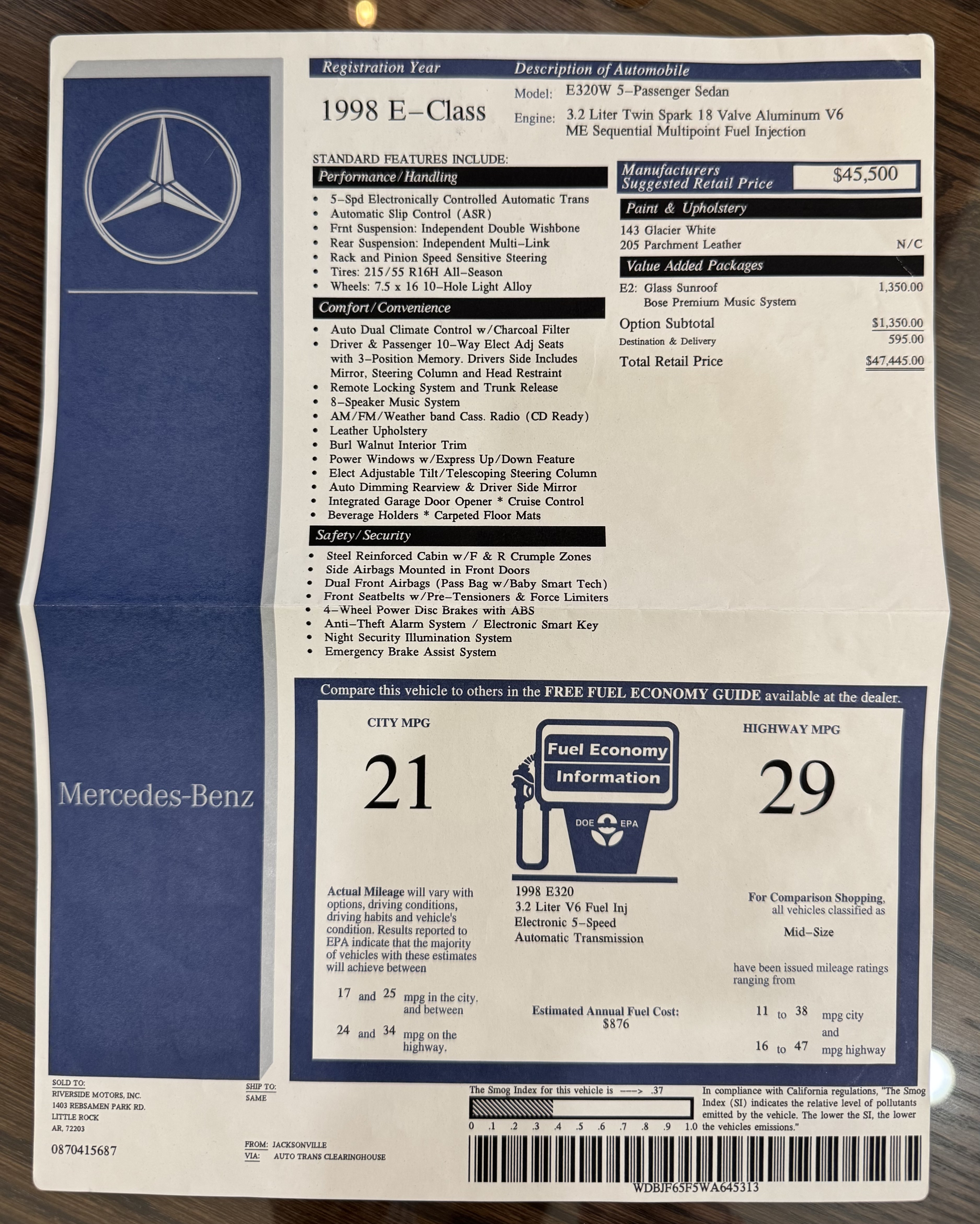 Used 1998 Mercedes-Benz E 320 Sedan image 15