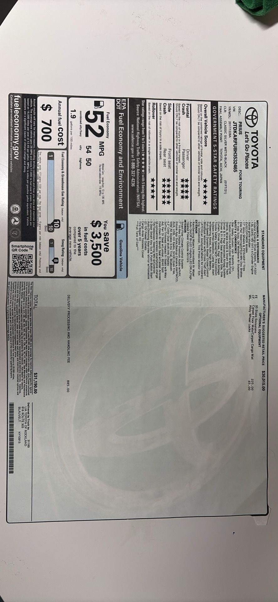 Used 2017 Toyota Prius Four Touring w/ Carpet Mat Package FWD image 13