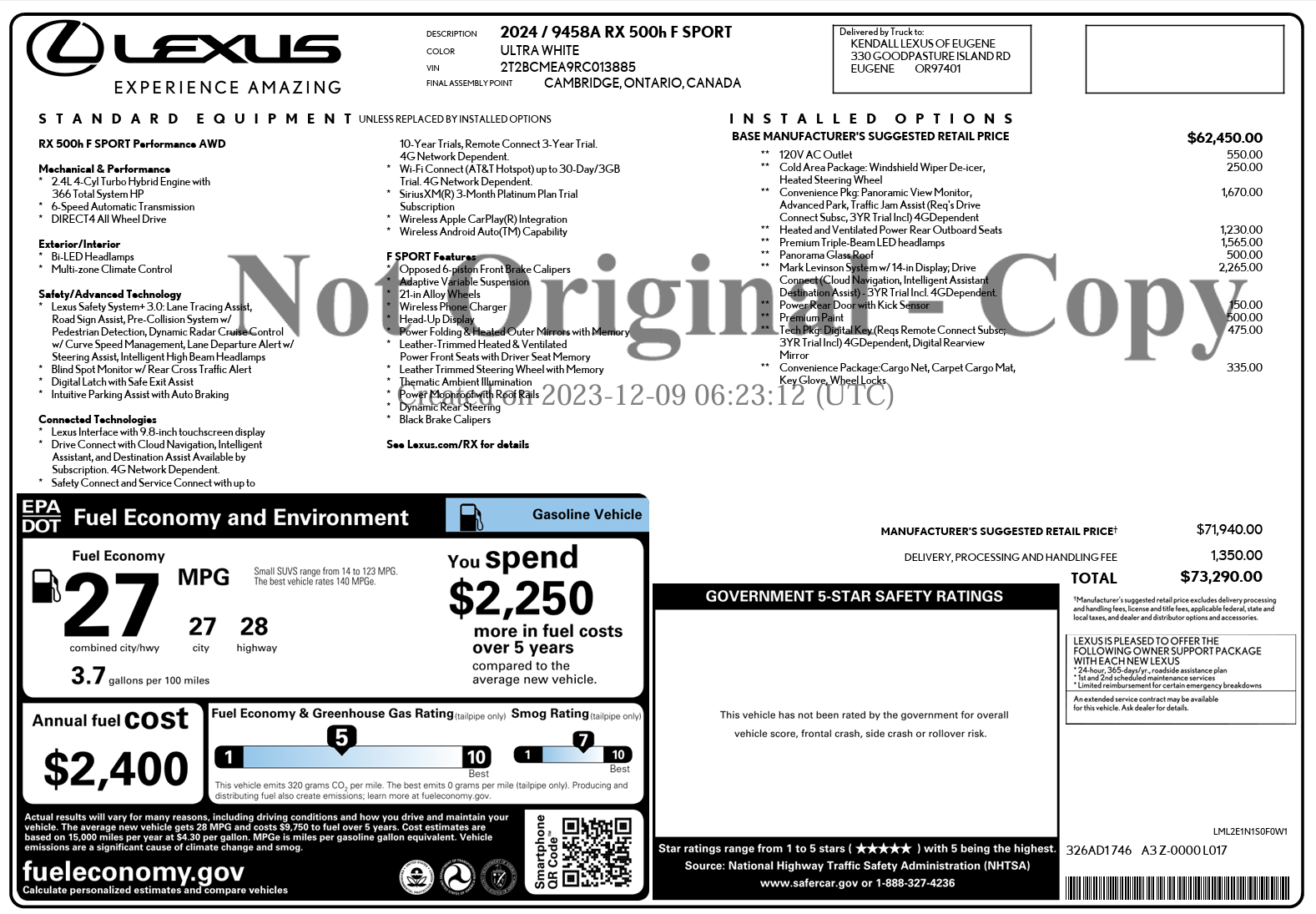 Used 2024 Lexus RX 500h F Sport w/ Convenience Package AWD/4WD image 18