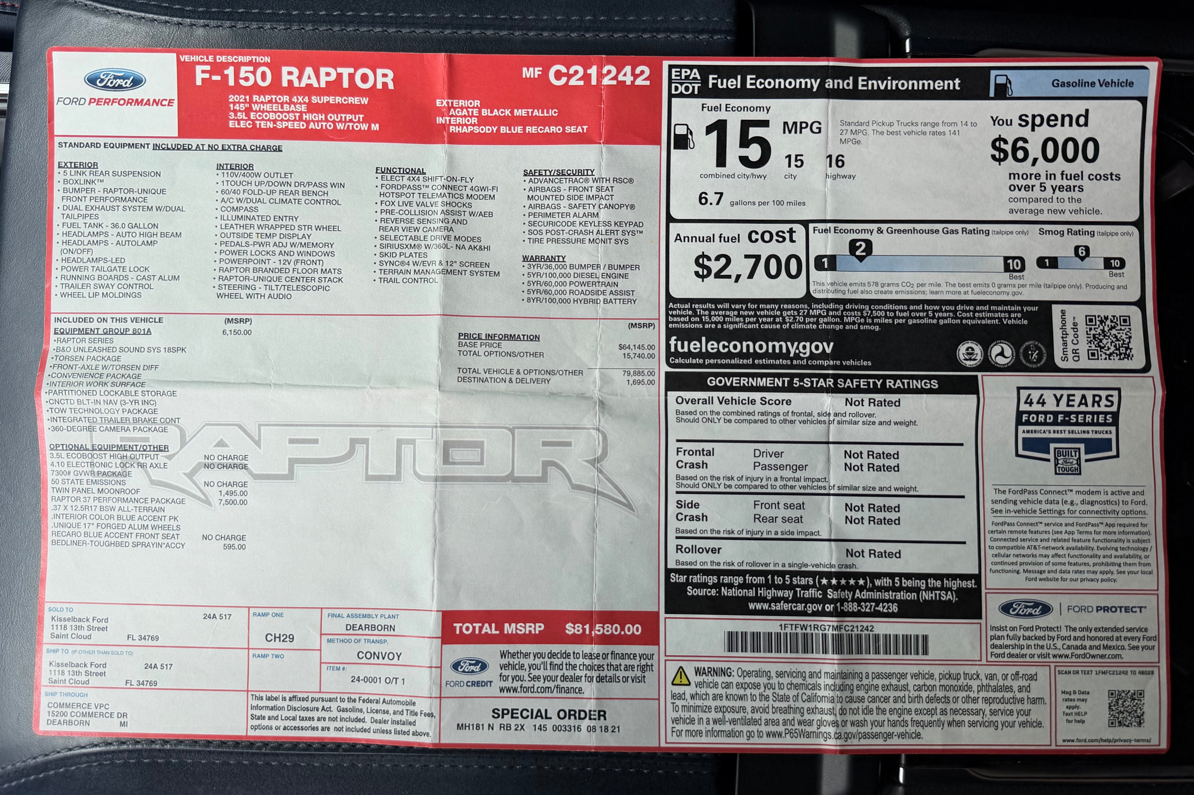 Used 2021 Ford F150 Raptor w/ Raptor 37 Performance Package AWD/4WD image 8