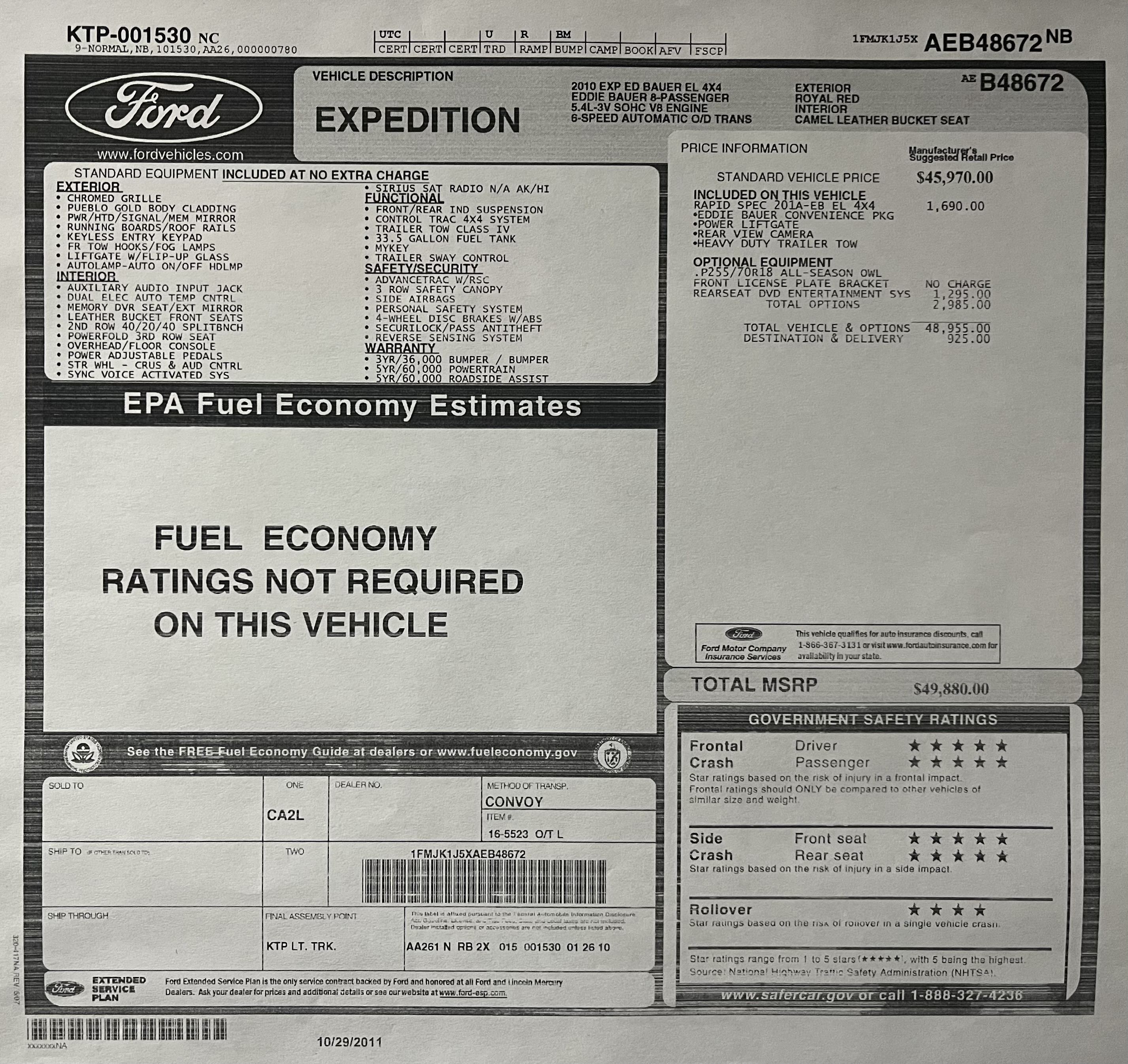 Used 2010 Ford Expedition EL Eddie Bauer AWD/4WD image 2