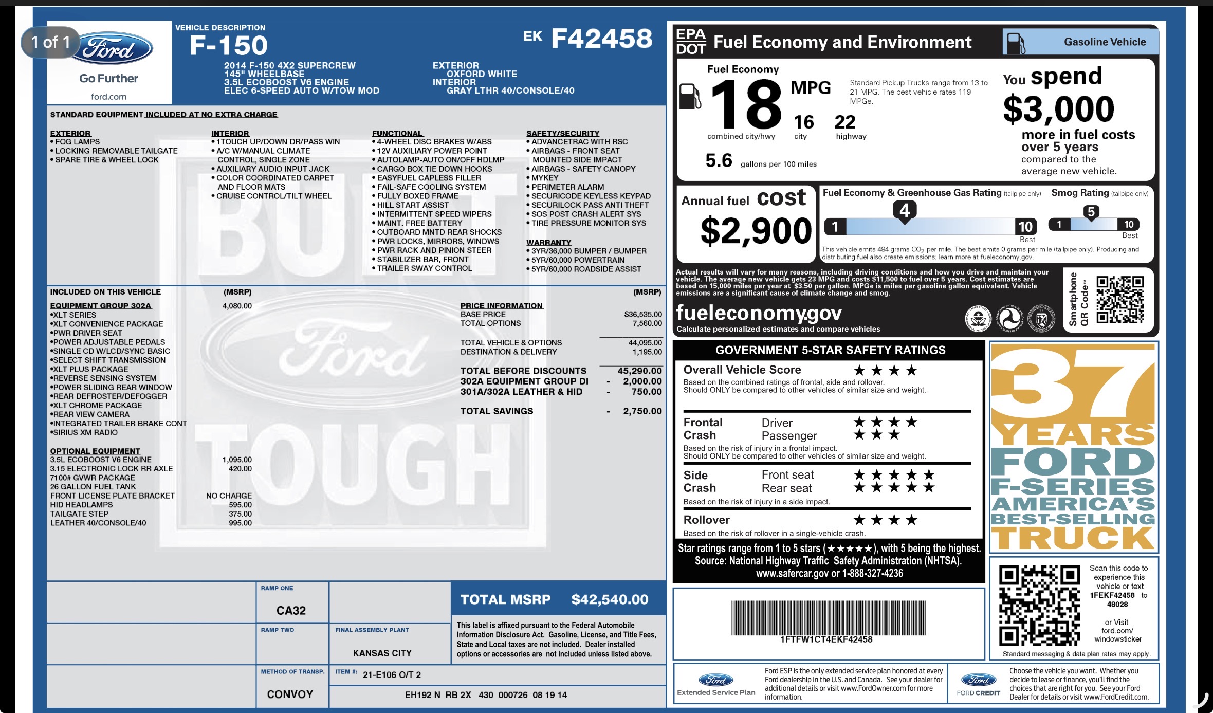 Used 2014 Ford F150 XLT w/ Equipment Group 302A Luxury RWD image 7