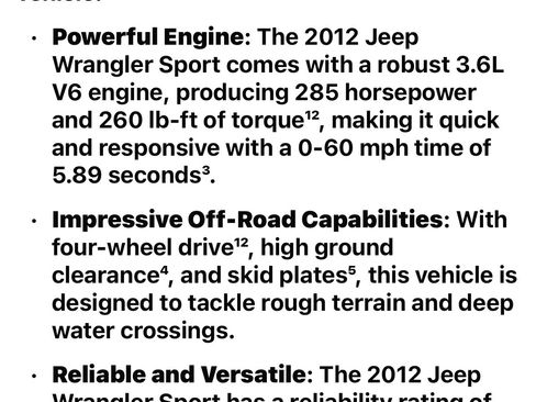 Used 2012 Jeep Wrangler Sport AWD/4WD image 18