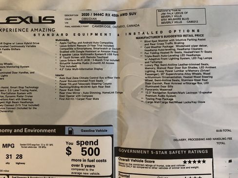 Used 2020 Lexus RX 450h AWD w/ Luxury Package image 32