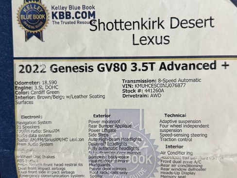 Used 2022 Genesis GV80 3.5T Advanced + image 12