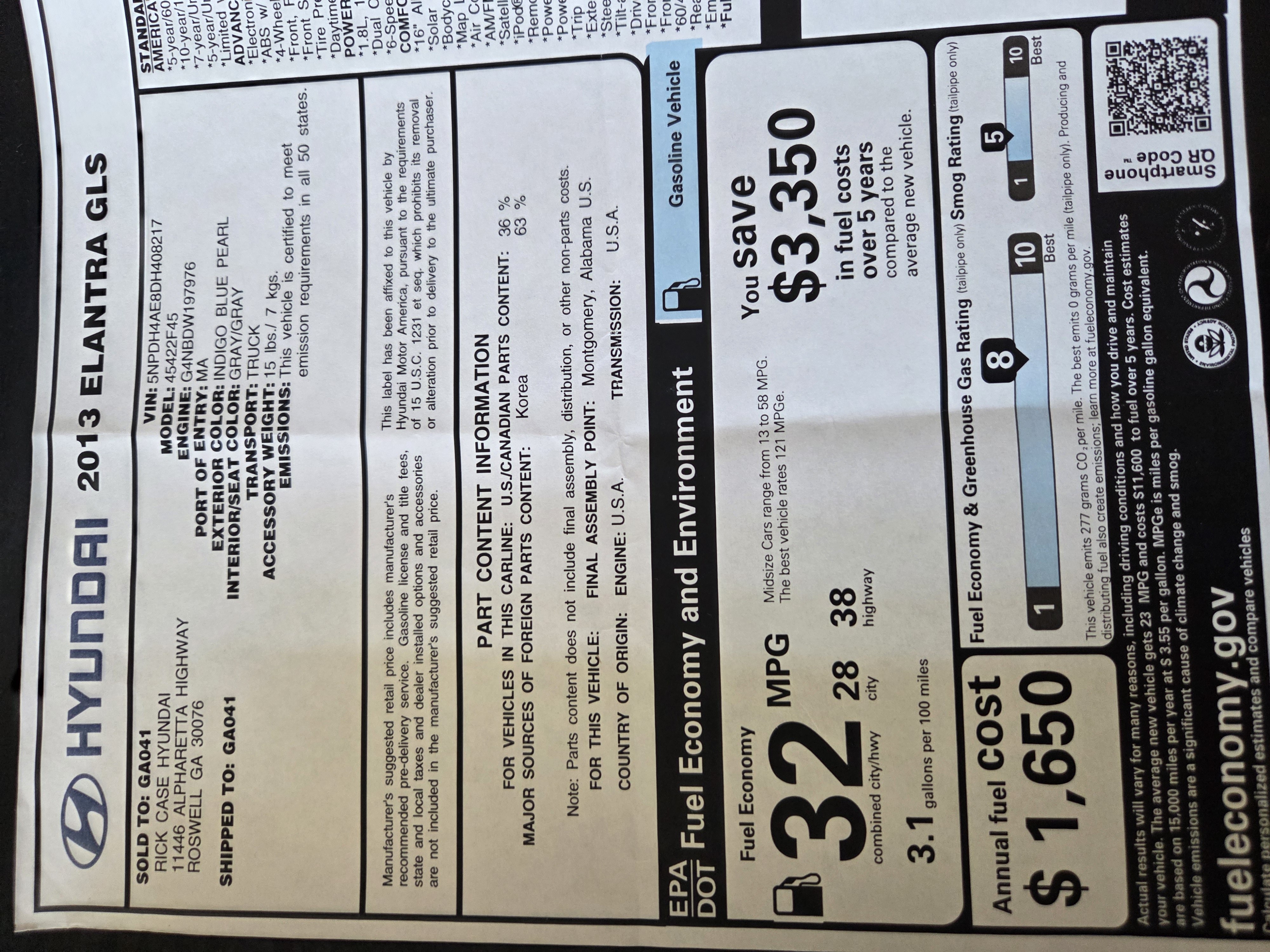 Used 2013 Hyundai Elantra GLS w/ Preferred Pkg FWD image 13