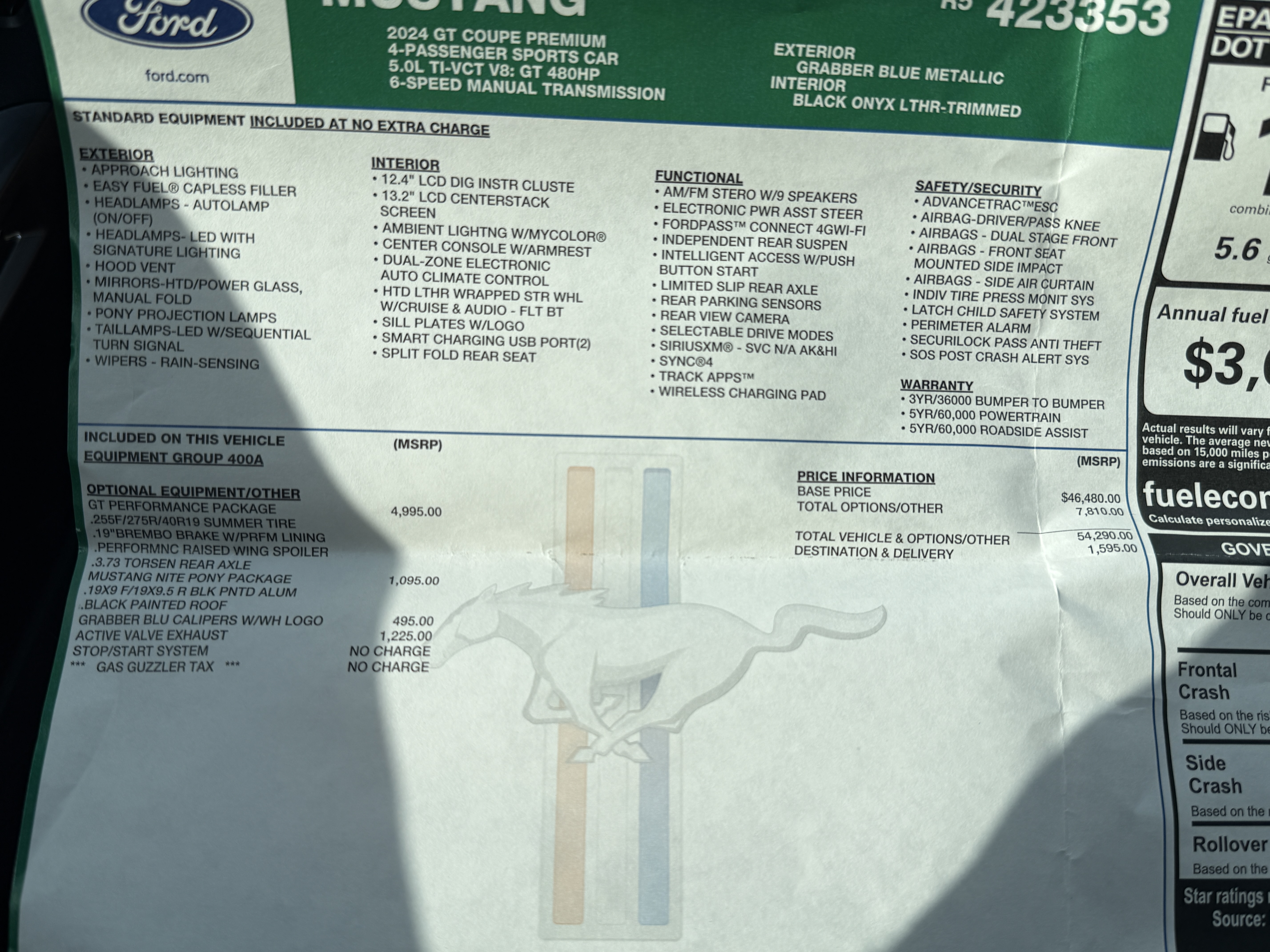 Used 2024 Ford Mustang GT Premium w/ GT Performance Package RWD image 8