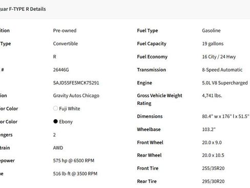 Used 2021 Jaguar F-TYPE R image 15
