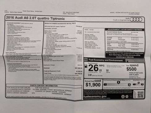 Used 2016 Audi A6 2.0T Premium Plus w/ Premium Plus Package image 2