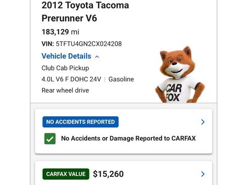 Used 2012 Toyota Tacoma PreRunner w/ TRD Off-Road Pkg RWD image 9