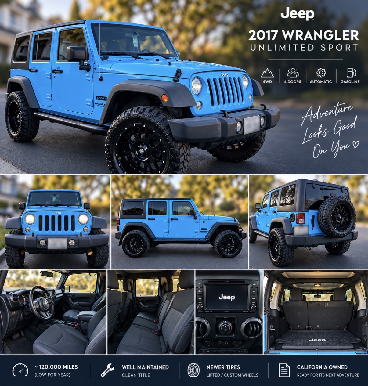 Used 2017 Jeep Wrangler Unlimited Sport w/ Quick Order Package 24S AWD/4WD image 1