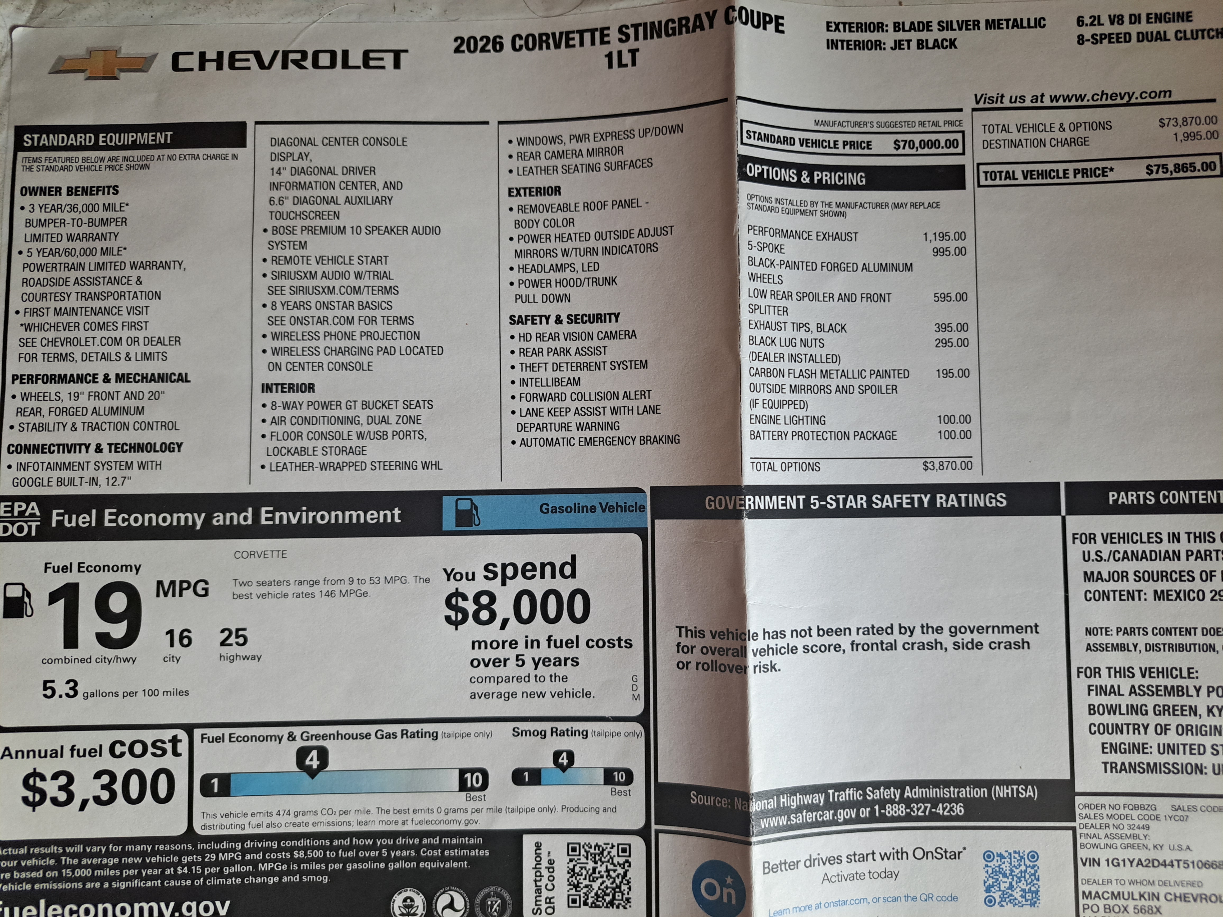 Used 2026 Chevrolet Corvette Stingray Coupe w/ Battery Protection Package RWD image 25