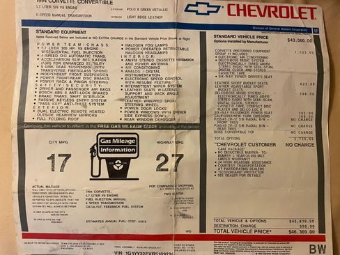 Used 1994 Chevrolet Corvette Convertible image 17