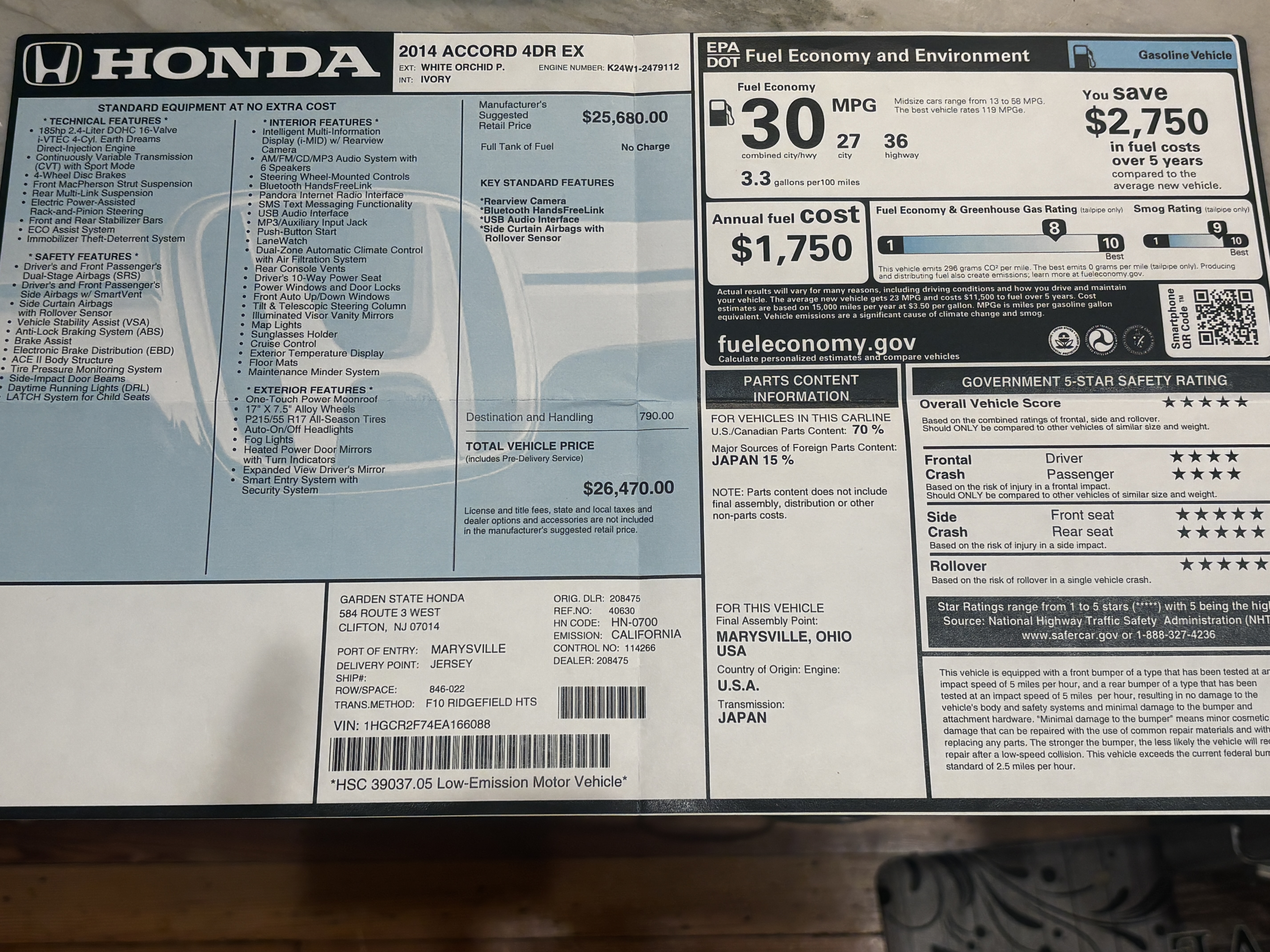 Used 2014 Honda Accord EX image 13