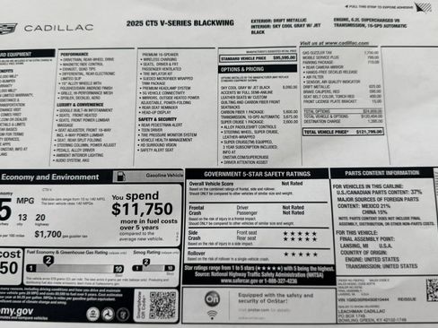 Used 2025 Cadillac CT5 V Blackwing w/ Carbon Fiber 1 Package RWD image 13