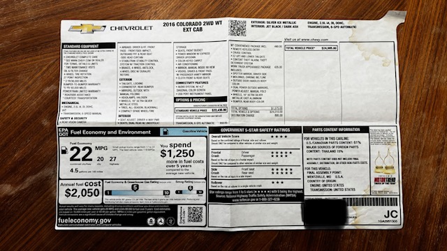 Used 2016 Chevrolet Colorado W/T w/ WT Convenience Package RWD image 25