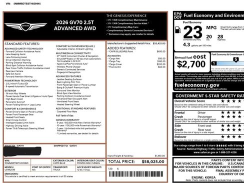 Used 2026 Genesis GV70 2.5T Advanced image 14