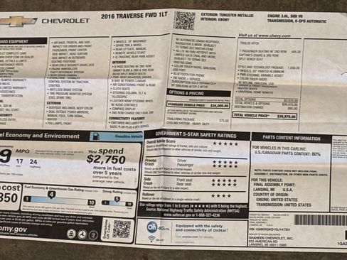 Used 2016 Chevrolet Traverse LT w/ Style and Technology Package FWD image 13